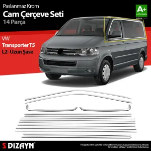 s-dizayn uyumlu VW Transporter T5 Uzun Şase Krom Cam Çerçeve 2003-2015 Tek Sürgü modelleri DRS Tuning'de. Kaliteli malzeme, hızlı kargo ve güvenli alışverişle