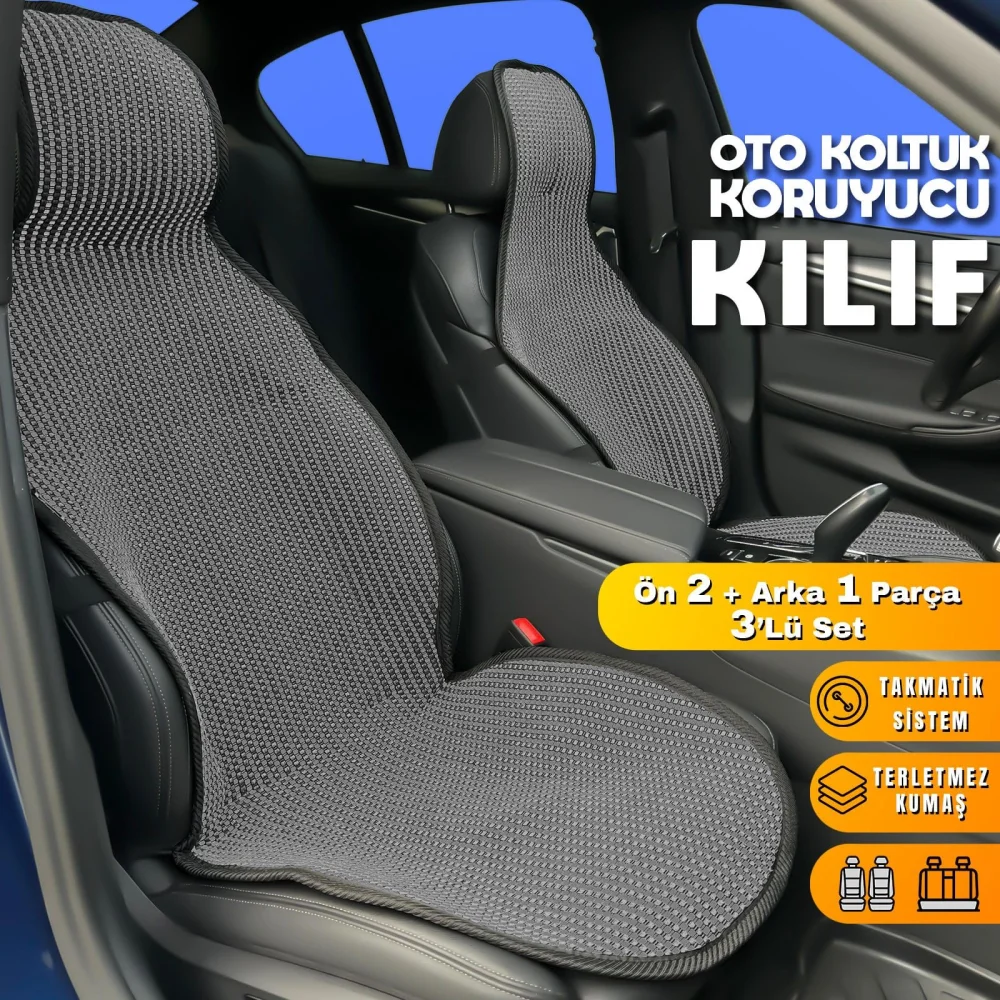 Citroen C1 Uyumlu Koltuk Kılıfı Minder Füme 2+1 Ön Arka Set