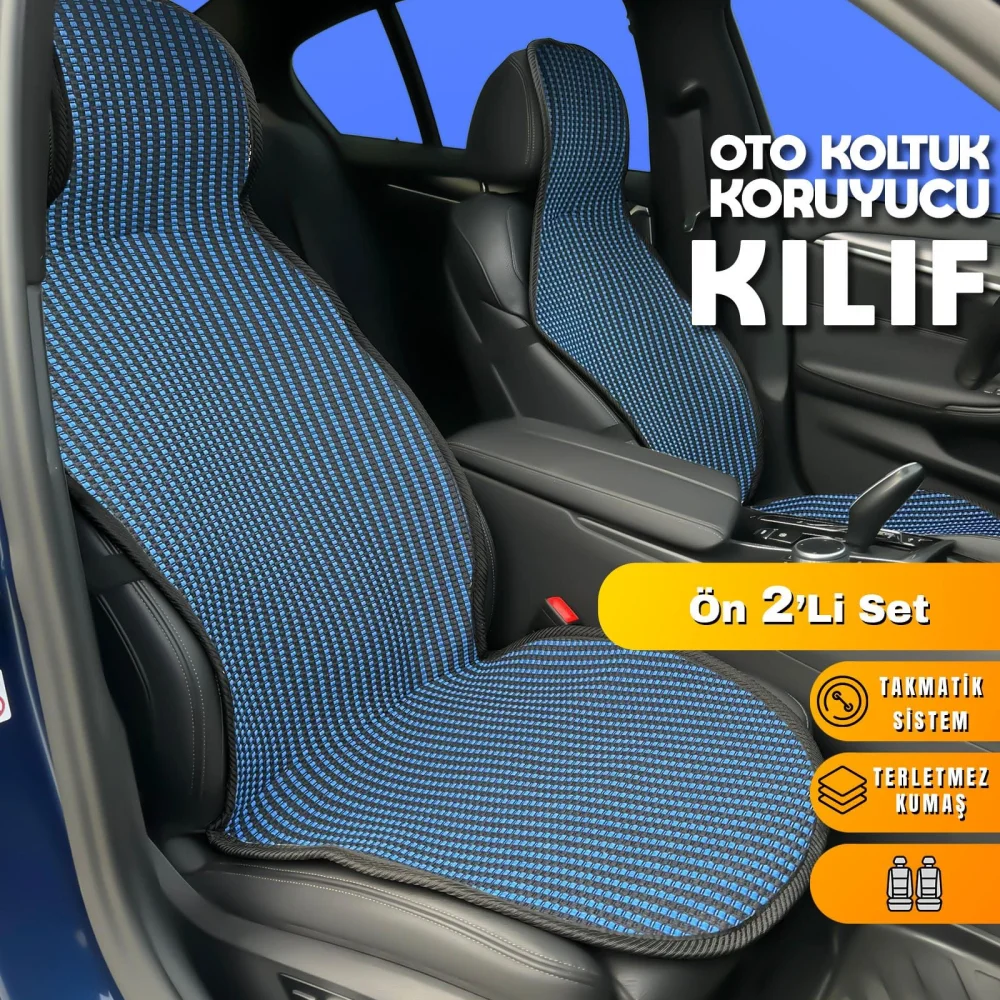 Suzuki Samurai Uyumlu Koltuk Kılıfı Minder Çizgili Siyah Mavi 2+1 Ön Arka Set
