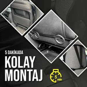 Renault Espace Uyumlu Koltuk Kılıfı Minder Çizgili Siyah Mavi 2+1 Ön Arka Set thumb 5
