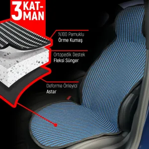 Honda Hrv Uyumlu Koltuk Kılıfı Minder Çizgili Siyah Mavi 2+1 Ön Arka Set thumb 3
