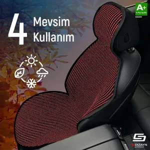 Toyota Auris Uyumlu Koltuk Kılıfı Minder Çizgili Siyah Kırmızı 2+1 Ön Arka Set thumb 2