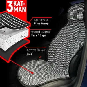 Bmw 2 F22 Uyumlu Koltuk Kılıfı Minder Çizgili Füme Beyaz 2+1 Ön Arka Set thumb 2
