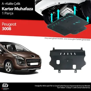 S-Dizayn Peugeot 3008 Çelik Karter Muhafaza Koruma 2009-2016 A+ Kalite						                Araca &ouml;zel Karter Koruma 2mm HRP &Ccedil;elik den &uuml;retilme