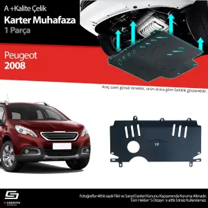 S-Dizayn Peugeot 2008 Çelik Karter Muhafaza Koruma 2013-2019 A+ Kalite						                Araca &ouml;zel Karter Koruma 2mm HRP &Ccedil;elik den &uuml;retilme
