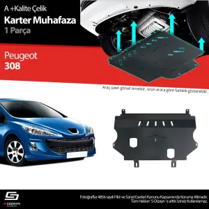 S-Dizayn Peugeot 308 Çelik Karter Muhafaza Koruma 2007-2013 A+ Kalite						                Araca &ouml;zel Karter Koruma 2mm HRP &Ccedil;elik den &uuml;retilmek