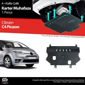 S-Dizayn Citroen C4 Picasso Çelik Karter Muhafaza Koruma 2006-2013 A+ Kalite						                Araca &ouml;zel Karter Koruma 2mm HRP &Ccedil;elik den &uuml;r