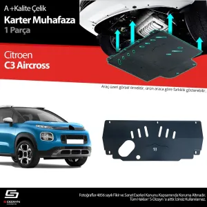 S-Dizayn Citroen C3 Aircross Çelik Karter Muhafaza Koruma 2017-2024 A+ Kalite						                Araca &ouml;zel Karter Koruma 2mm HRP &Ccedil;elik den &uuml;