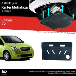 S-Dizayn Citroen C2 Çelik Karter Muhafaza Koruma 2003-2009 A+ Kalite						                Araca &ouml;zel Karter Koruma 2mm HRP &Ccedil;elik den &uuml;retilmekt