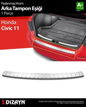 S-Dizayn Honda Civic 11 Krom Arka Tampon Eşiği 2021 Üzeri						                Araca &Ouml;zel Krom Aksesuar
&Uuml;r&uuml;n &Ouml;zellikleri:Krom &uuml;r&uuml;n