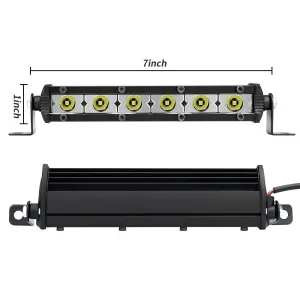18W 17cm Düz Tek Sıra Üniversal Delici Sis Lambası Led Bar thumb 1