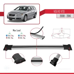 Volvo V70 2008-2016 Arası ile Uyumlu FLY Model Ara Atkı Tavan Barı GRİ 3 ADET BAR thumb 4