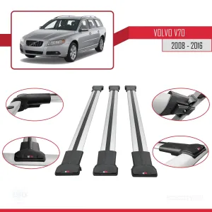 Volvo V70 2008-2016 Arası ile Uyumlu FLY Model Ara Atkı Tavan Barı GRİ 3 ADET BAR thumb 5