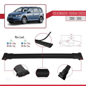 Volkswagen Touran CROSS 2010-2015 Arası ile uyumlu FLY Model Ara Atkı Tavan Barı SİYAH thumb 4