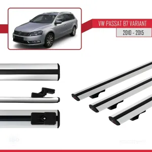 Volkswagen Passat (B7) VARIANT 2010-2015 Arası ile uyumlu Basic Model Ara Atkı Tavan Barı GRİ 3 ADET thumb 3