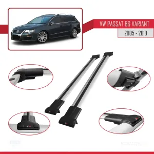 Volkswagen Passat (B6) VARIANT 2005-2010 Arası ile uyumlu FLY Model Ara Atkı Tavan Barı GRİ thumb 5