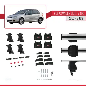 Volkswagen Golf V (1K) 2003-2008 Arası ile uyumlu ACE-4 Ara Atkı Tavan Barı GRİ thumb 4