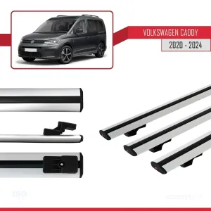 Volkswagen Caddy 2020 ve Sonrası ile uyumlu Basic Model Ara Atkı Tavan Barı GRİ 3 ADET thumb 5