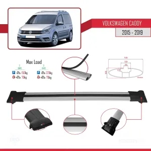 Volkswagen Caddy 2015-2019 Arası ile uyumlu FLY Model Ara Atkı Tavan Barı GRİ thumb 4