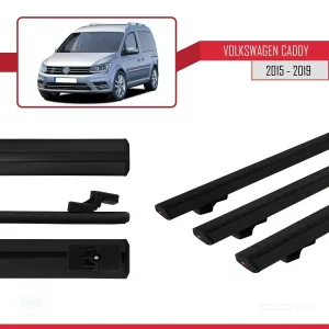 Volkswagen Caddy 2015-2019 Arası ile uyumlu Basic Model Ara Atkı Tavan Barı SİYAH 3 ADET thumb 3