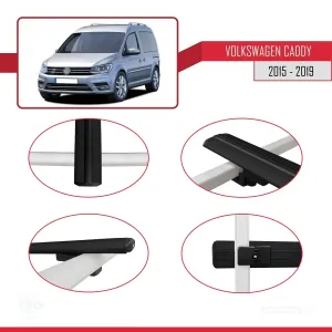 Volkswagen Caddy 2015-2019 Arası ile uyumlu Basic Model Ara Atkı Tavan Barı SİYAH 3 ADET thumb 4