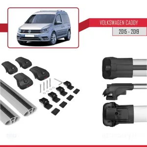 Volkswagen Caddy 2015-2019 Arası ile uyumlu ACE-1 Ara Atkı Tavan Barı GRİ thumb 5