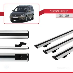 Volkswagen Caddy 2010-2015 Arası ile uyumlu Basic Model Ara Atkı Tavan Barı GRİ 3 ADET thumb 3