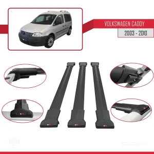 Volkswagen Caddy 2003-2010 Arası ile uyumlu FLY Model Ara Atkı Tavan Barı SİYAH 3 ADET BAR thumb 5