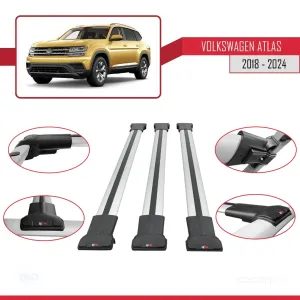 Volkswagen Atlas 2018 ve Sonrası ile Uyumlu FLY Model Ara Atkı Tavan Barı GRİ 3 ADET BAR thumb 5