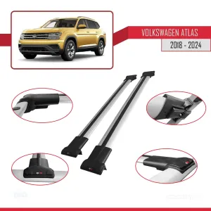 Volkswagen Atlas 2018 ve Sonrası ile Uyumlu FLY Model Ara Atkı Tavan Barı GRİ thumb 5
