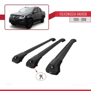 Volkswagen Amarok 2010-2016 Arası ile uyumlu ACE-1 Ara Atkı Tavan Barı SİYAH 3 ADET BAR thumb 4