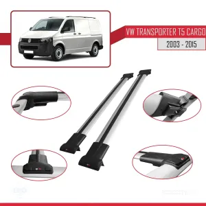 Volkswagen (T5) 2003-2015 Arası ile uyumlu FLY Model Ara Atkı Tavan Barı GRİ thumb 5