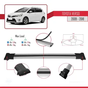 Toyota Verso 2009-2018 Arası ile uyumlu FLY Model Ara Atkı Tavan Barı GRİ thumb 4