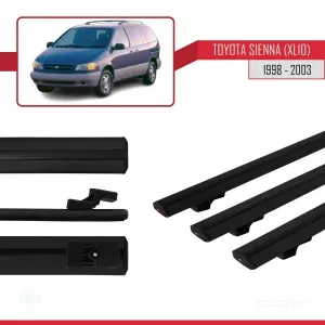 Toyota Sienna (XL10) 1998-2003 Arası ile uyumlu Basic Model Ara Atkı Tavan Barı SİYAH 3 ADET thumb 3