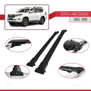 Toyota Land Cruiser 2003-2009 Arası ile uyumlu FLY Model Ara Atkı Tavan Barı SİYAH thumb 5
