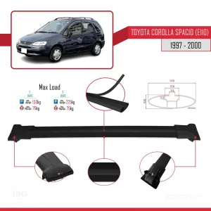 Toyota Corolla Spacio (E110) 1997-2000 Arası ile Uyumlu FLY Model Ara Atkı Tavan Barı SİYAH thumb 4