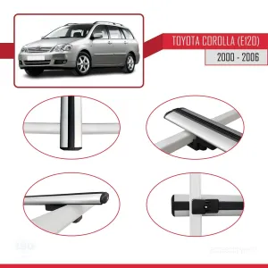 Toyota Corolla (E120) 2000-2006 Arası ile uyumlu Basic Model Ara Atkı Tavan Barı GRİ 3 ADET thumb 4