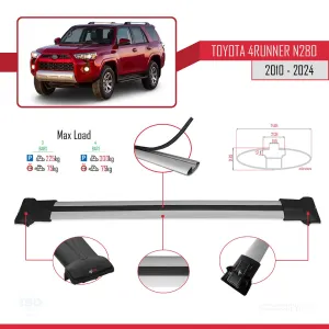 Toyota 4Runner (N280) 2010 ve Sonrası ile Uyumlu FLY Model Ara Atkı Tavan Barı GRİ 3 ADET BAR thumb 4