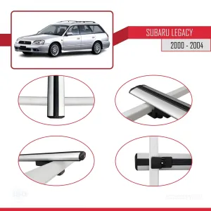 Subaru Legacy 2000-2004 Arası ile uyumlu Basic Model Ara Atkı Tavan Barı GRİ 3 ADET thumb 4