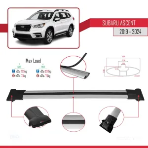 Subaru Ascent 2019 ve Sonrası ile Uyumlu FLY Model Ara Atkı Tavan Barı GRİ 3 ADET BAR thumb 4