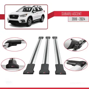 Subaru Ascent 2019 ve Sonrası ile Uyumlu FLY Model Ara Atkı Tavan Barı GRİ 3 ADET BAR thumb 5