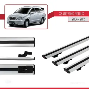 Ssangyong Rodius 2004-2012 Arası ile uyumlu Basic Model Ara Atkı Tavan Barı GRİ 3 ADET thumb 3