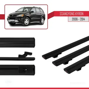 Ssangyong Kyron 2006-2014 Arası ile uyumlu Basic Model Ara Atkı Tavan Barı SİYAH 3 ADET thumb 3
