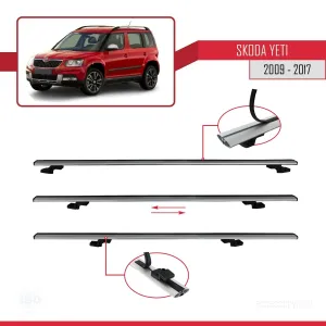 Skoda Yeti 2009-2017 Arası  ile uyumlu Basic Model Ara Atkı Tavan Barı GRİ 3 ADET thumb 5