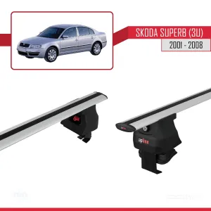 Skoda Superb (3U) 2001-2008 Arası ile uyumlu ACE-4 Ara Atkı Tavan Barı GRİ thumb 3
