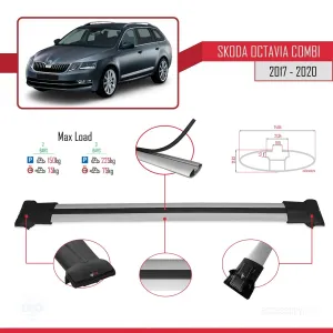 Skoda Octavia COMBI 2017-2020 Arası ile uyumlu FLY Model Ara Atkı Tavan Barı GRİ thumb 4