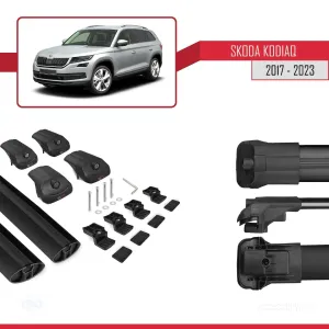Skoda Kodiaq 2017-2023 Arası ile uyumlu ACE-1 Ara Atkı Tavan Barı SİYAH thumb 5
