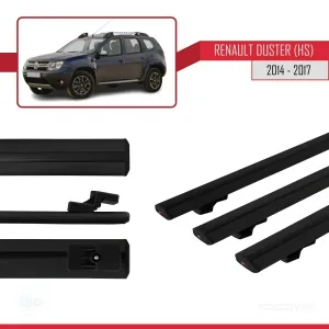 Renault Duster (HS) 2014-2017 Arası ile uyumlu Basic Model Ara Atkı Tavan Barı SİYAH 3 ADET thumb 3