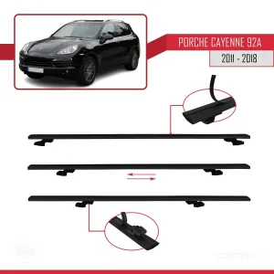 Porsche Cayenne 92A 2011-2018 Arası ile uyumlu Basic Model Ara Atkı Tavan Barı SİYAH 3 ADET thumb 5