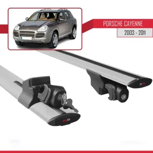 Porsche Cayenne 2003-2011 Arası ile uyumlu HOOK Model Anahtar Kilitli Ara Atkı Tavan Barı GRİ thumb 5